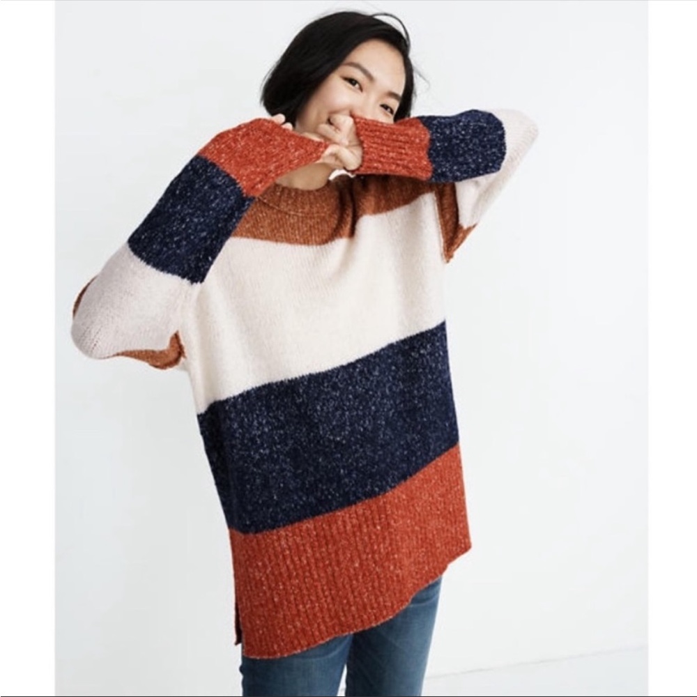 Madewell Baxter Striped Tunic Sweater in XXS